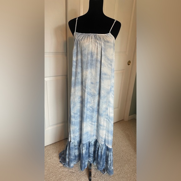 NWT Free People Full On Maxi Slip Dress in Sea Combo - Medium - Picture 1 of 7